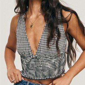 Princess Polly Mixing It Up Top, Black and White Gingham, size 2 NWT